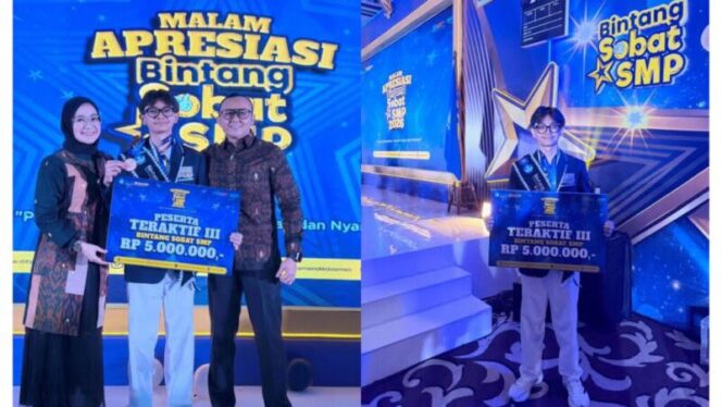 
Haikal Achmad Yandra, Pelajar Berprestasi Asal Palembang Raih Juara 3 Teraktif Bintang Sobat SMP Tingkat Nasional 2026