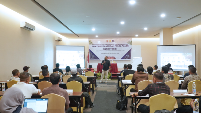 
Pelatihan Teknis Panen dan Pascapanen Program Pengembangan SDM Perkebunan (SDMP) 2026 di Palembang, 24–29 Agustus 2026. Foto : Istimewa