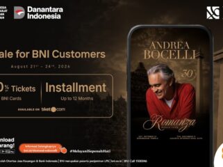 PT Bank Negara Indonesia (Persero) Tbk atau BNI membuka exclusive presale tiket Andrea Bocelli “Romanza - 30th Anniversary World Tour”.