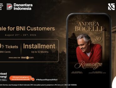 PT Bank Negara Indonesia (Persero) Tbk atau BNI membuka exclusive presale tiket Andrea Bocelli “Romanza - 30th Anniversary World Tour”.